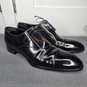 Men's Louis Vuitton Vintage Black Leather Cap-Toe RARE Oxfords - Size 9.5 COA